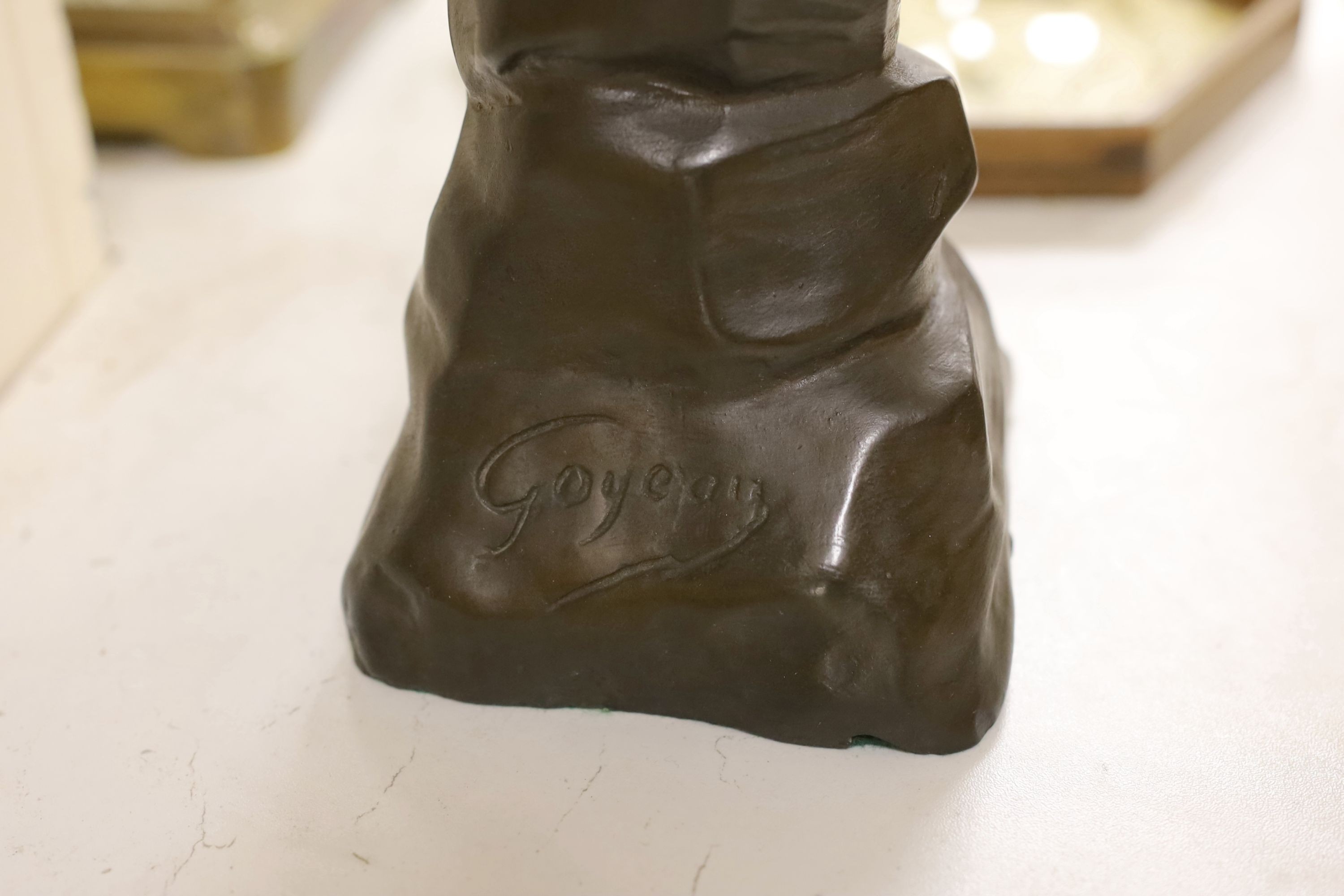 A bronzed resin bust of a lady 47cm